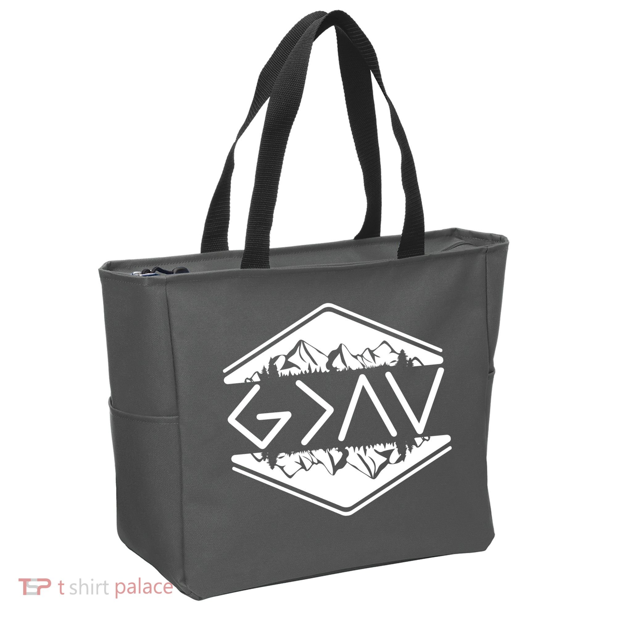 Inspirational Christian God Is Greater Than The High And Lows Camping Tote Bag