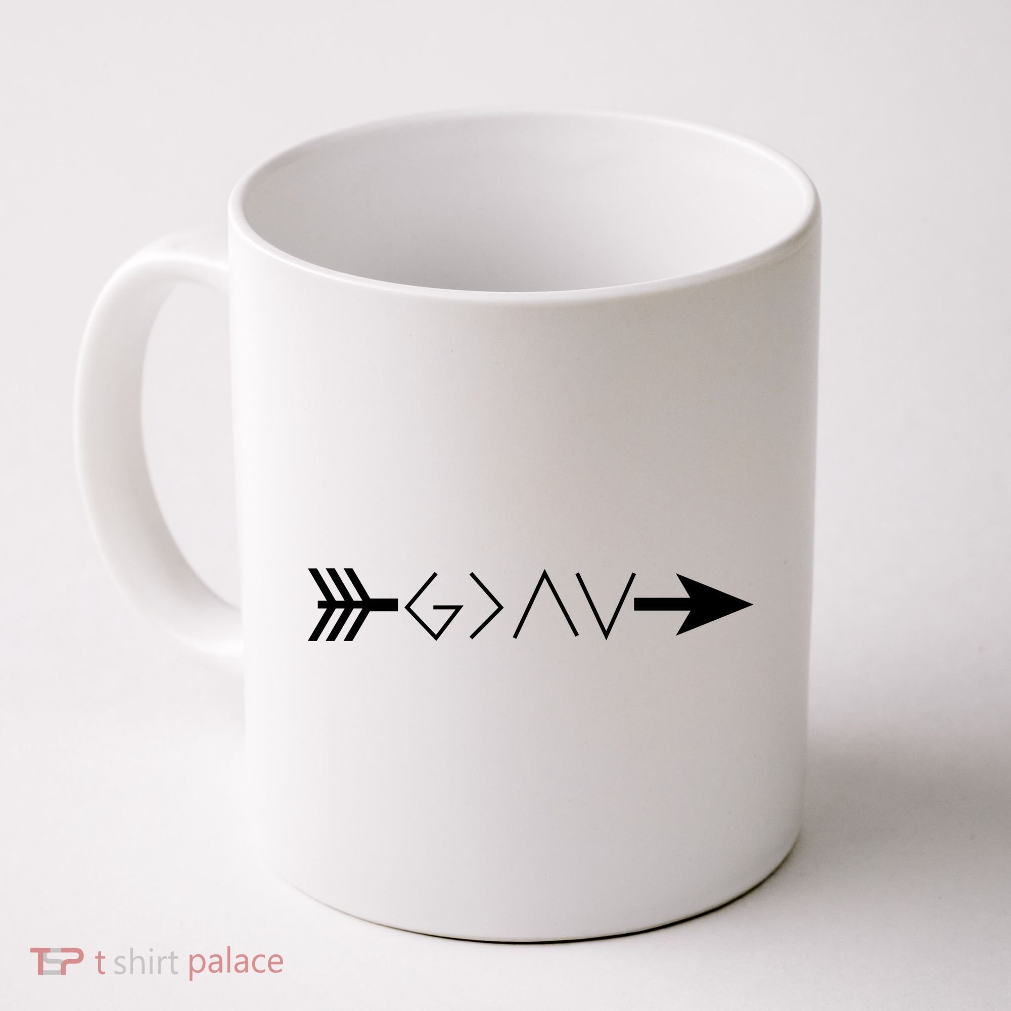 Inspirational Christian God Is Greater Than The High And Lows Shooting Arrow Coffee Mug