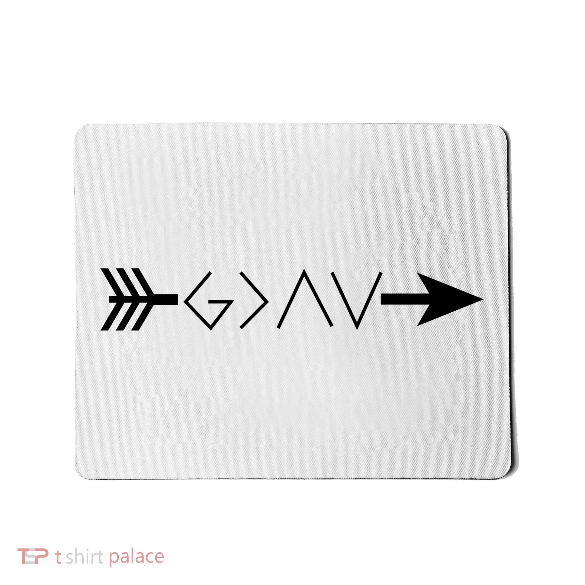 Inspirational Christian God Is Greater Than The High And Lows Shooting Arrow Mousepad
