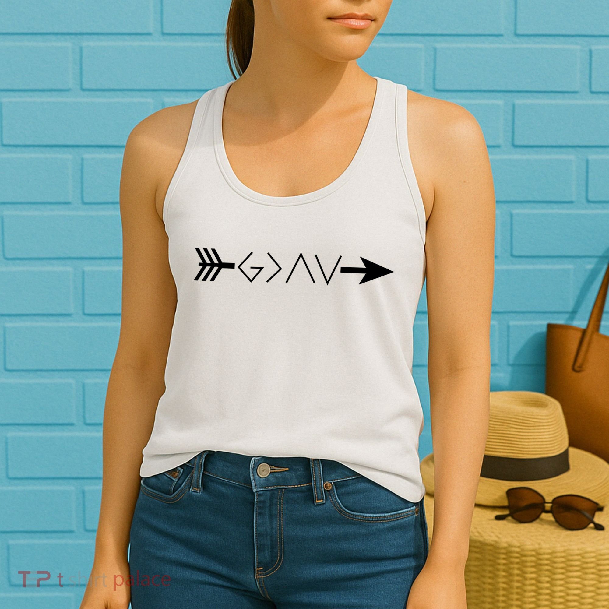 Inspirational Christian God Is Greater Than The High And Lows Shooting Arrow Women's Tank Top