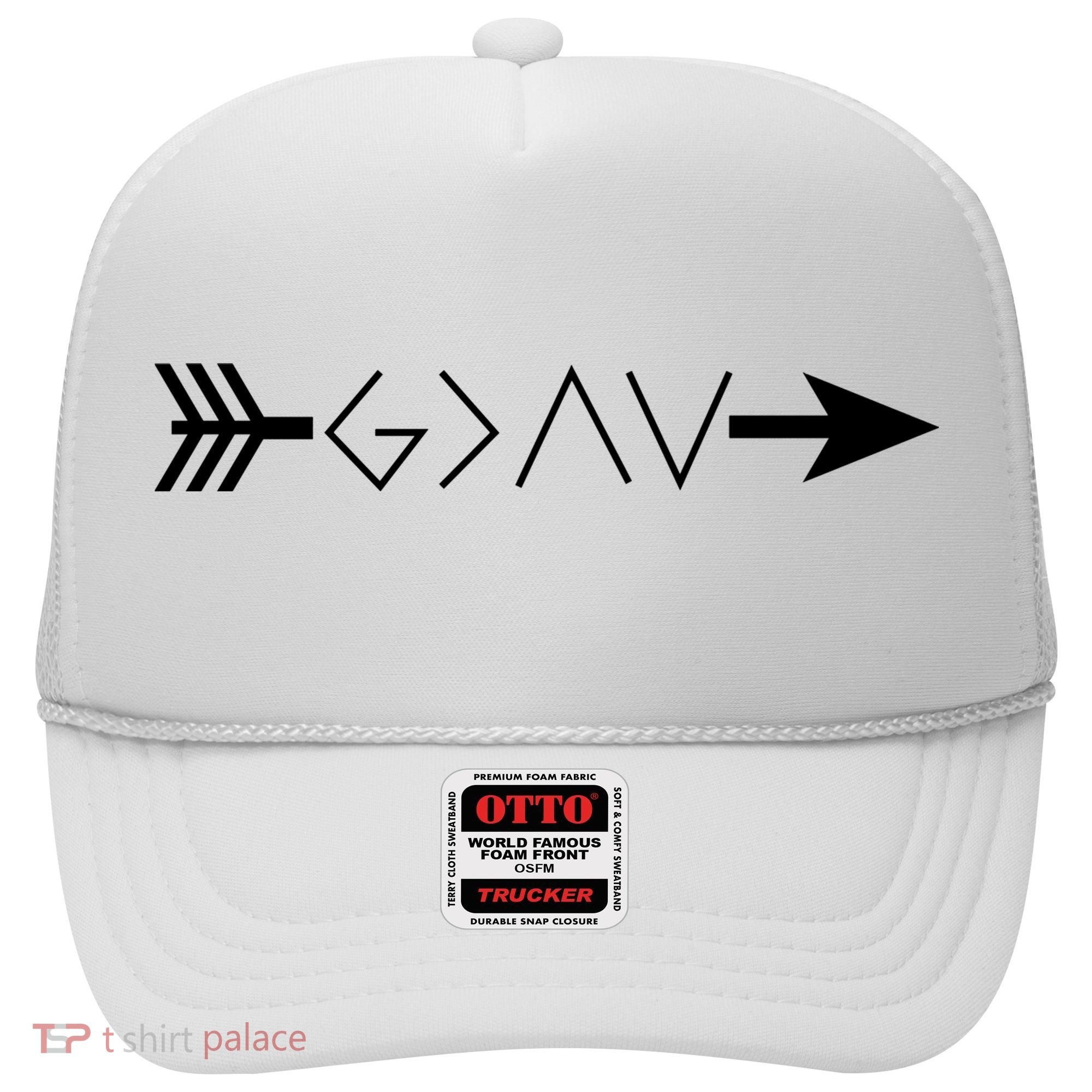 Inspirational Christian God Is Greater Than The High And Lows Shooting Arrow Hat