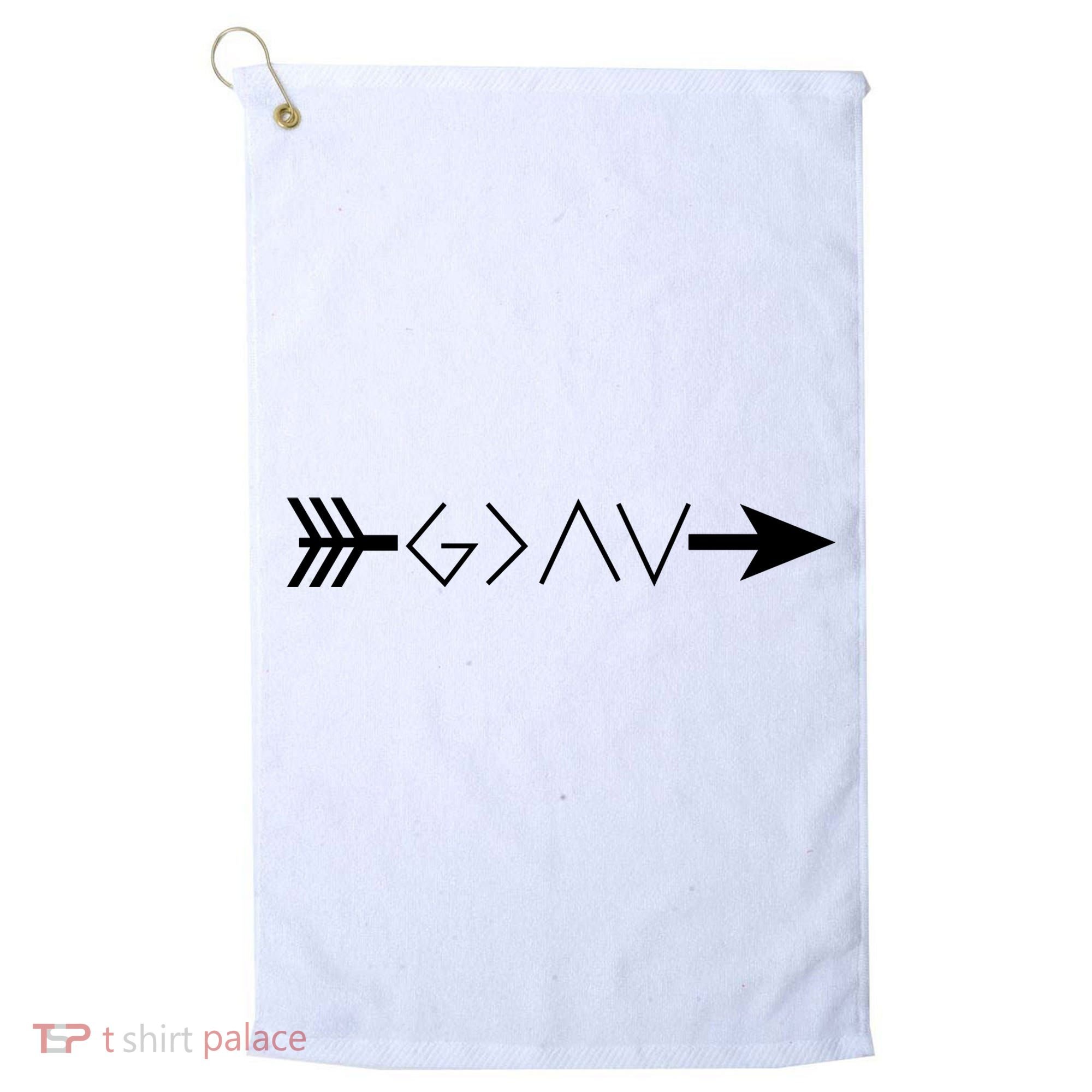 Inspirational Christian God Is Greater Than The High And Lows Shooting Arrow Golf Towel