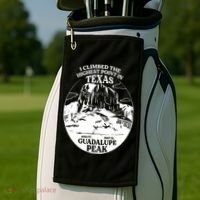 I Climbed Guadalupe Peak- The Highest Point In Texas Golf Towel thumb 2