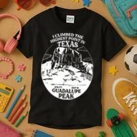 I Climbed Guadalupe Peak- The Highest Point In Texas Kids T-Shirt thumb 3