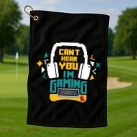 I CanT Hear You IM Gaming Pc Gamers Themed Gift Golf Towel thumb 1