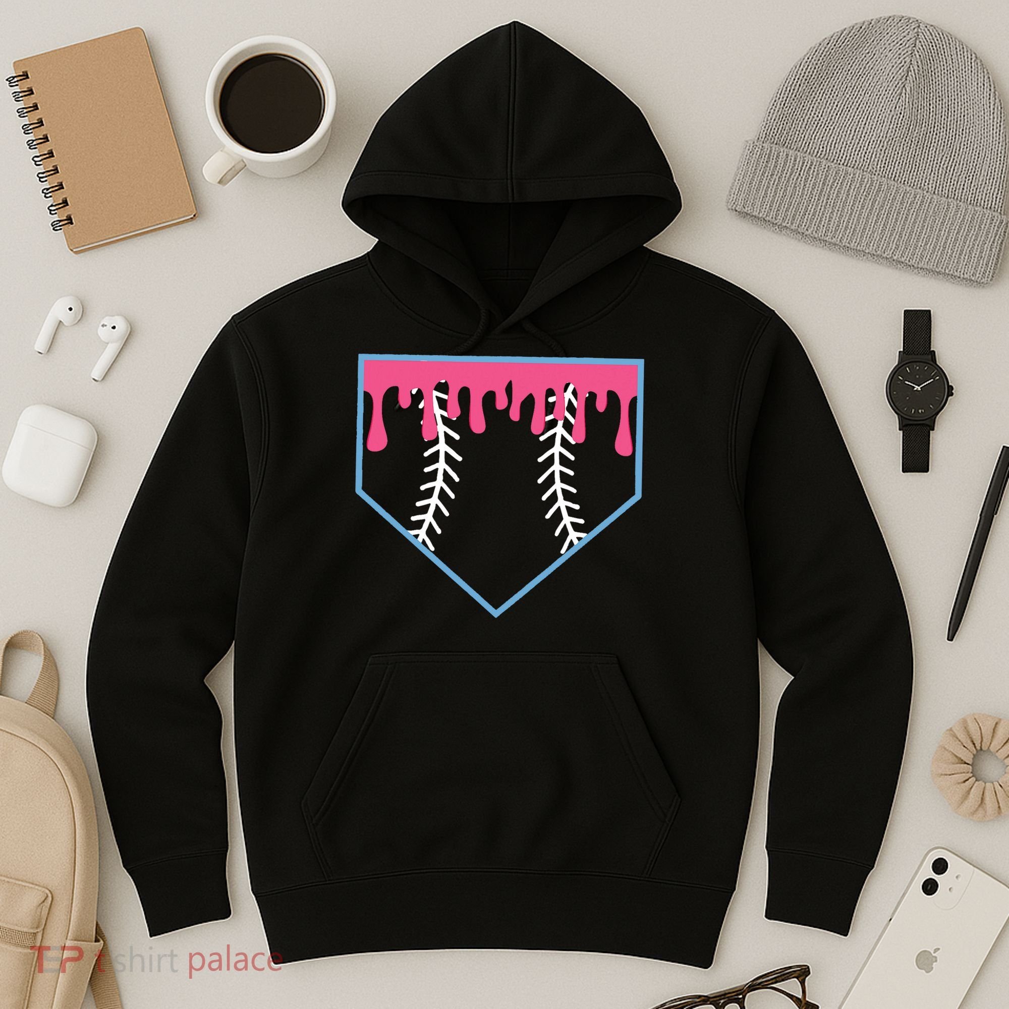 Ice Cream Home Plate Baseball Drip Hoodie