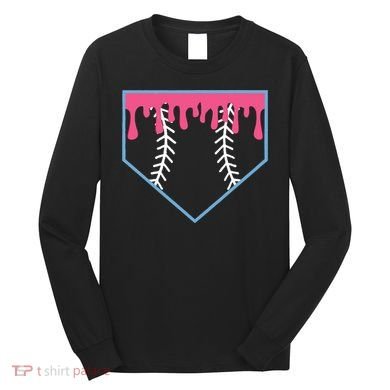 Ice Cream Home Plate Baseball Drip Long Sleeve Shirt