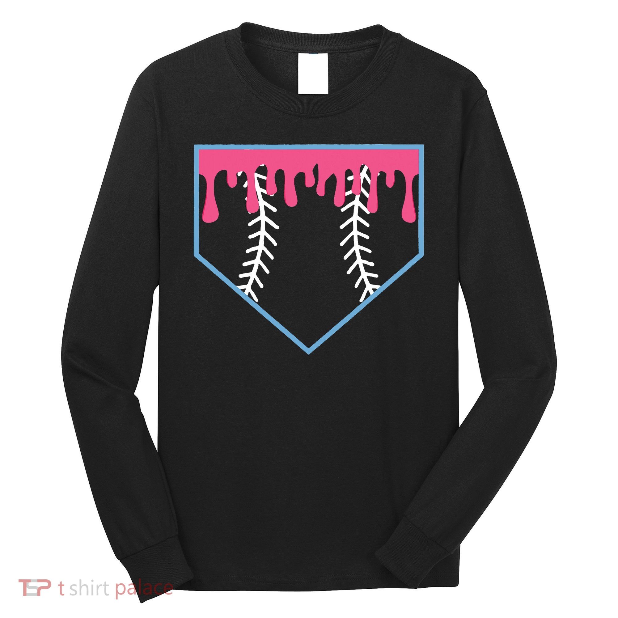 Ice Cream Home Plate Baseball Drip Long Sleeve Shirt