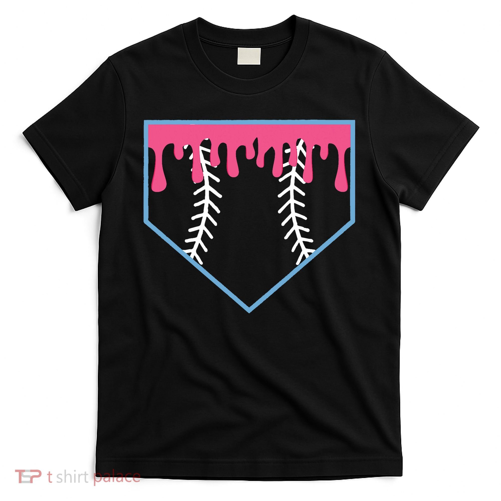 Ice Cream Home Plate Baseball Drip T-Shirt