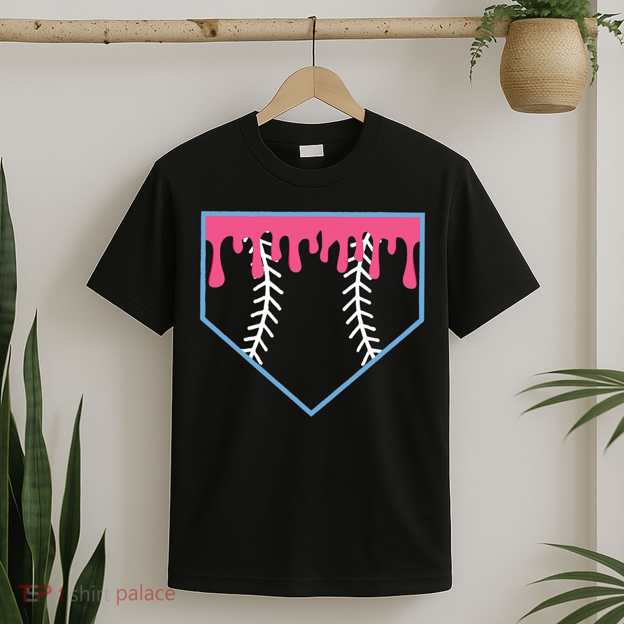 Ice Cream Home Plate Baseball Drip T-Shirt