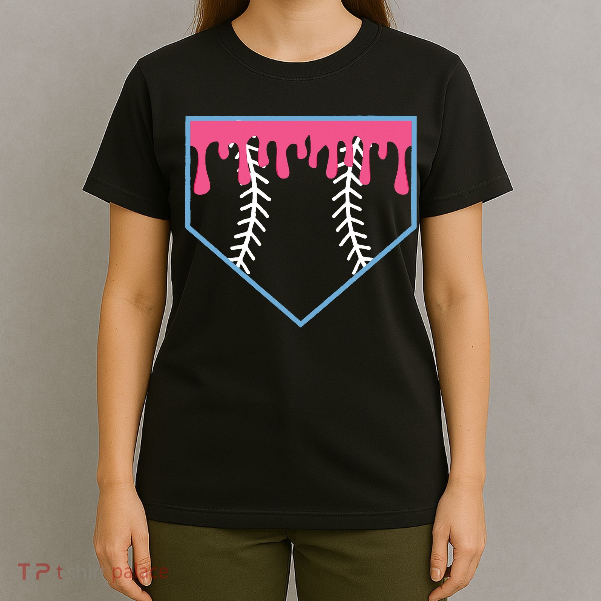 Ice Cream Home Plate Baseball Drip T-Shirt