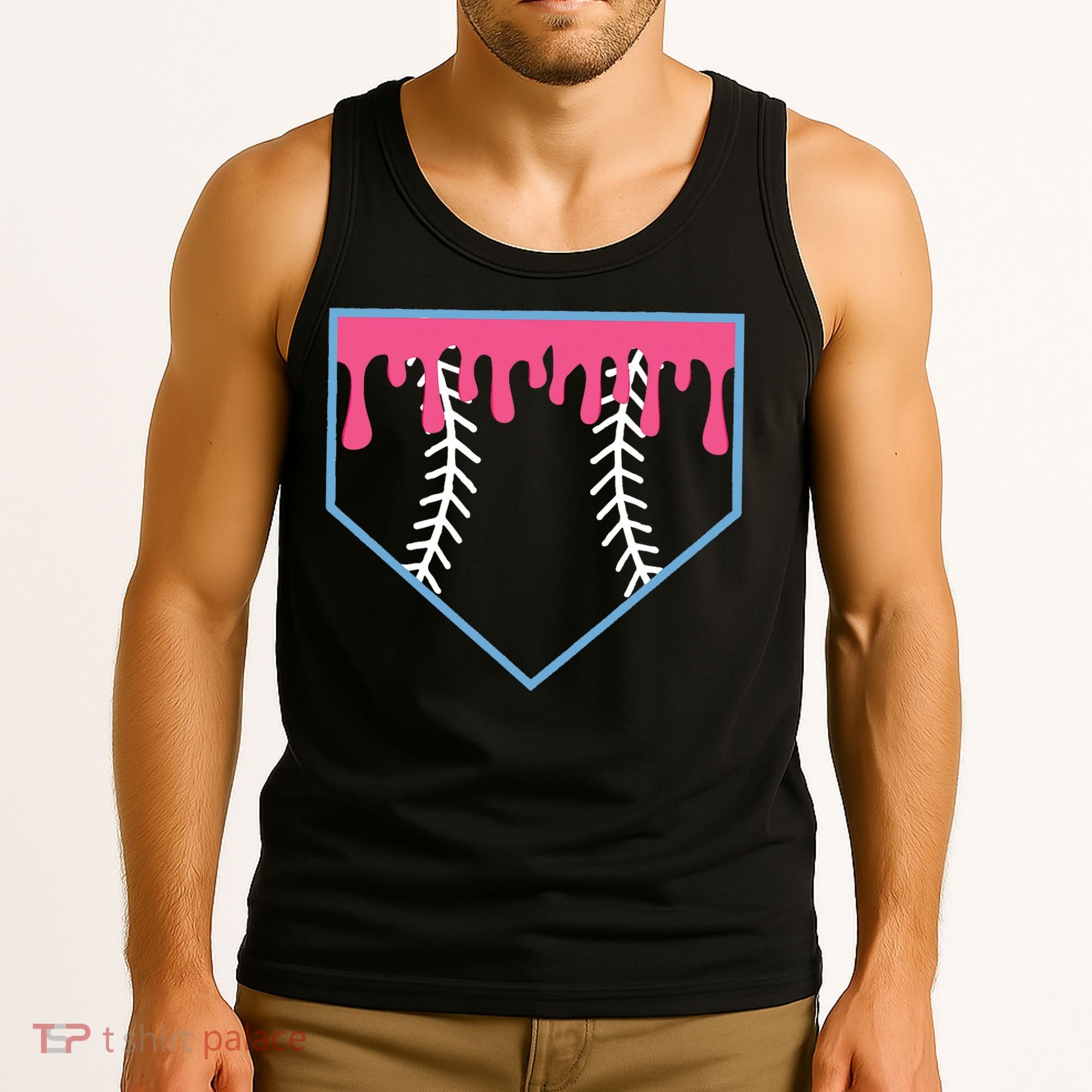 Ice Cream Home Plate Baseball Drip Tank Top