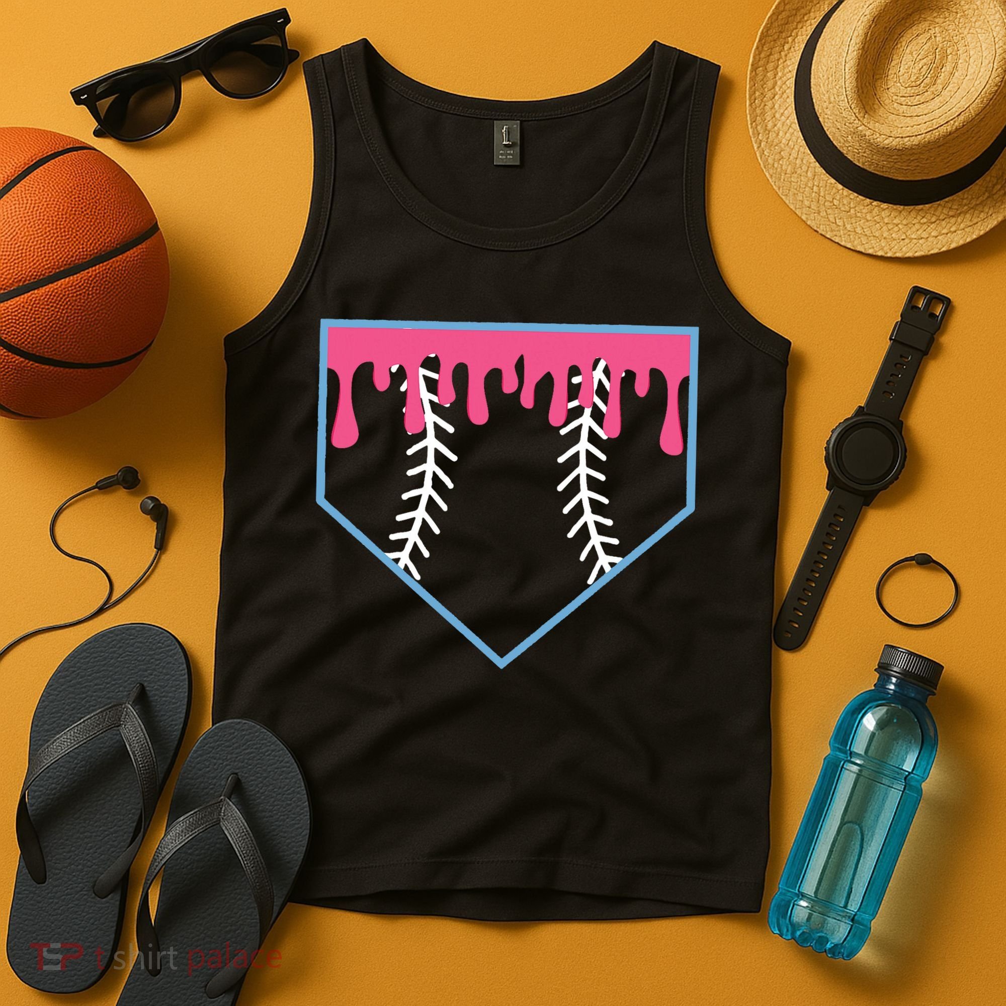 Ice Cream Home Plate Baseball Drip Tank Top