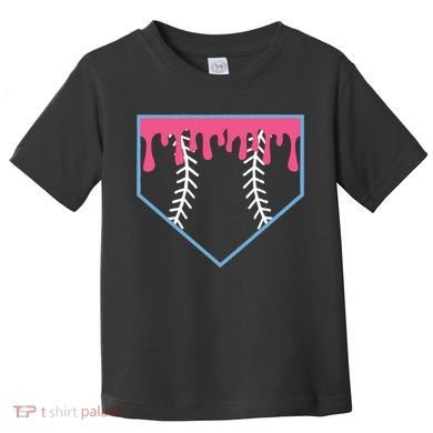 Ice Cream Home Plate Baseball Drip Toddler T-Shirt