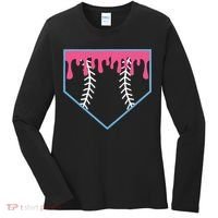 Ice Cream Home Plate Baseball Drip Women's Long Sleeve Shirt thumb 0