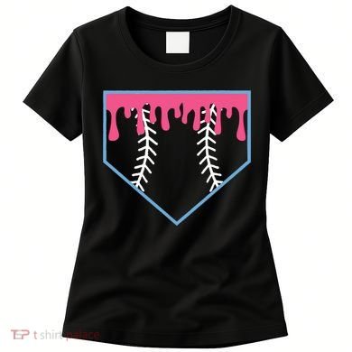 Ice Cream Home Plate Baseball Drip Women's T-Shirt