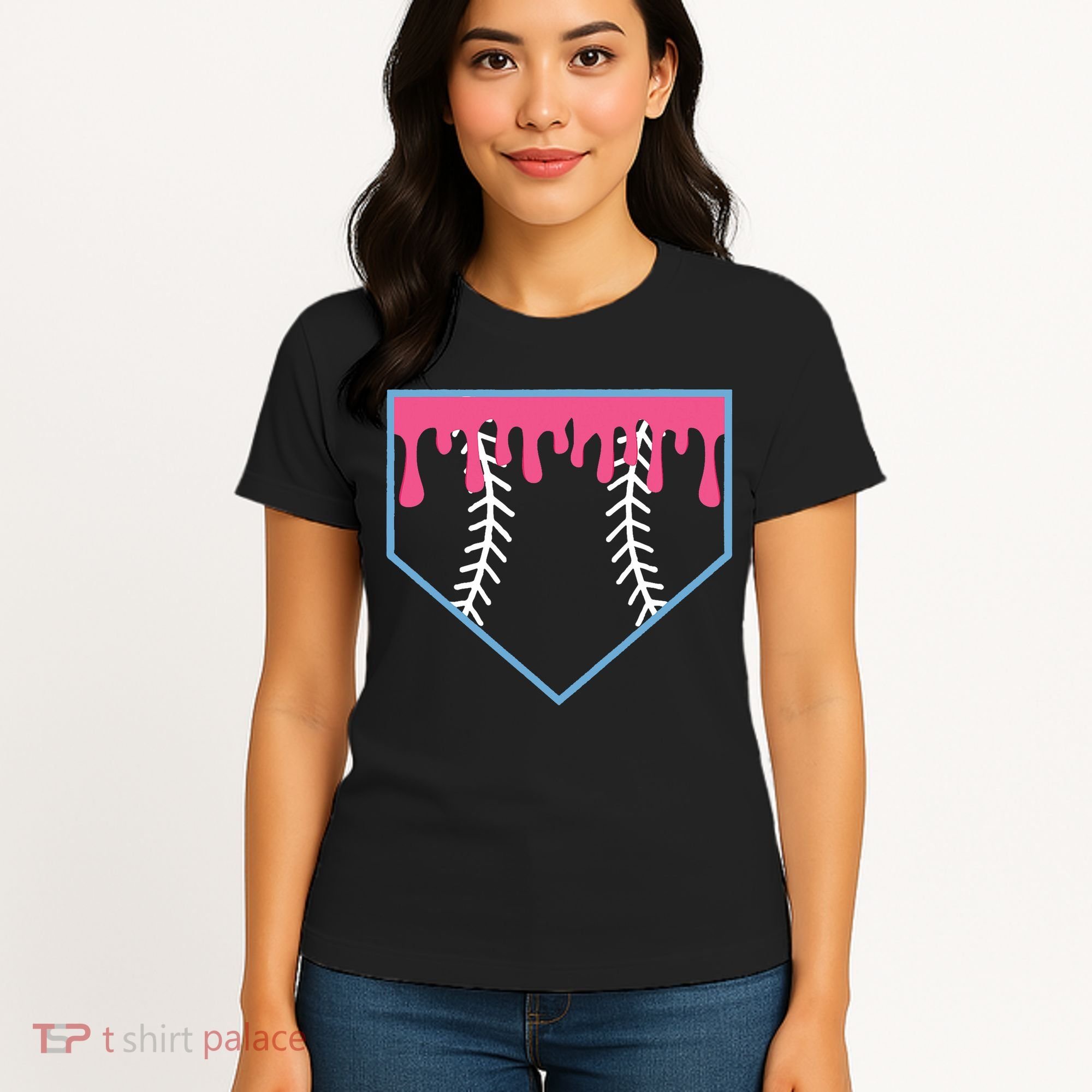 Ice Cream Home Plate Baseball Drip Women's T-Shirt