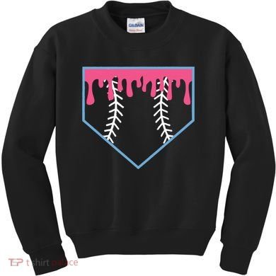 Ice Cream Home Plate Baseball Drip Kids Sweatshirt