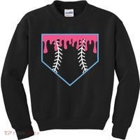 Ice Cream Home Plate Baseball Drip Kids Sweatshirt thumb 0
