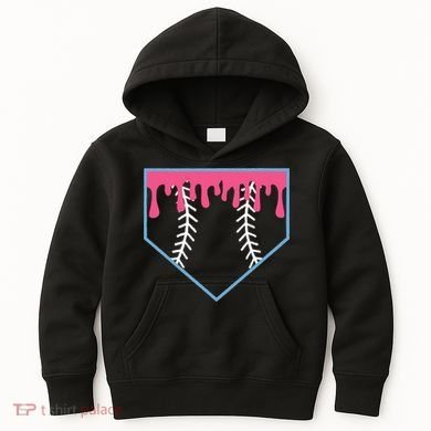 Ice Cream Home Plate Baseball Drip Kids Hoodie