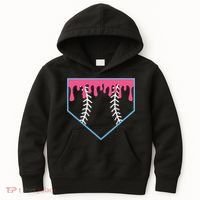 Ice Cream Home Plate Baseball Drip Kids Hoodie thumb 0