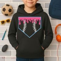 Ice Cream Home Plate Baseball Drip Kids Hoodie thumb 2