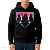 Ice Cream Home Plate Baseball Drip Kids Hoodie thumb 4