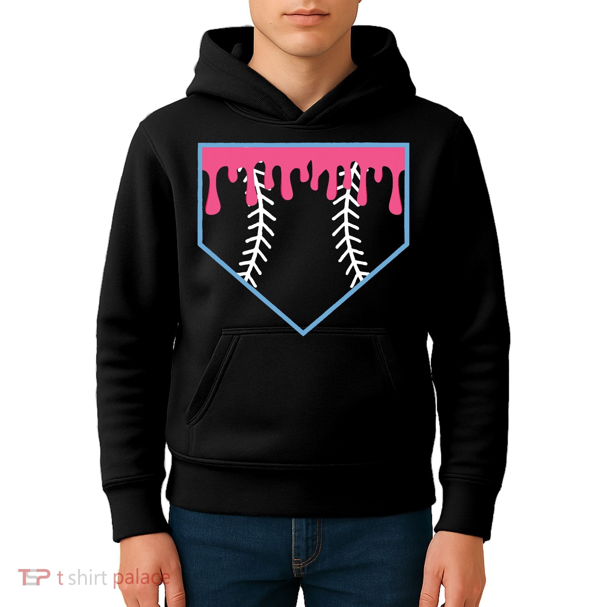 Ice Cream Home Plate Baseball Drip Kids Hoodie