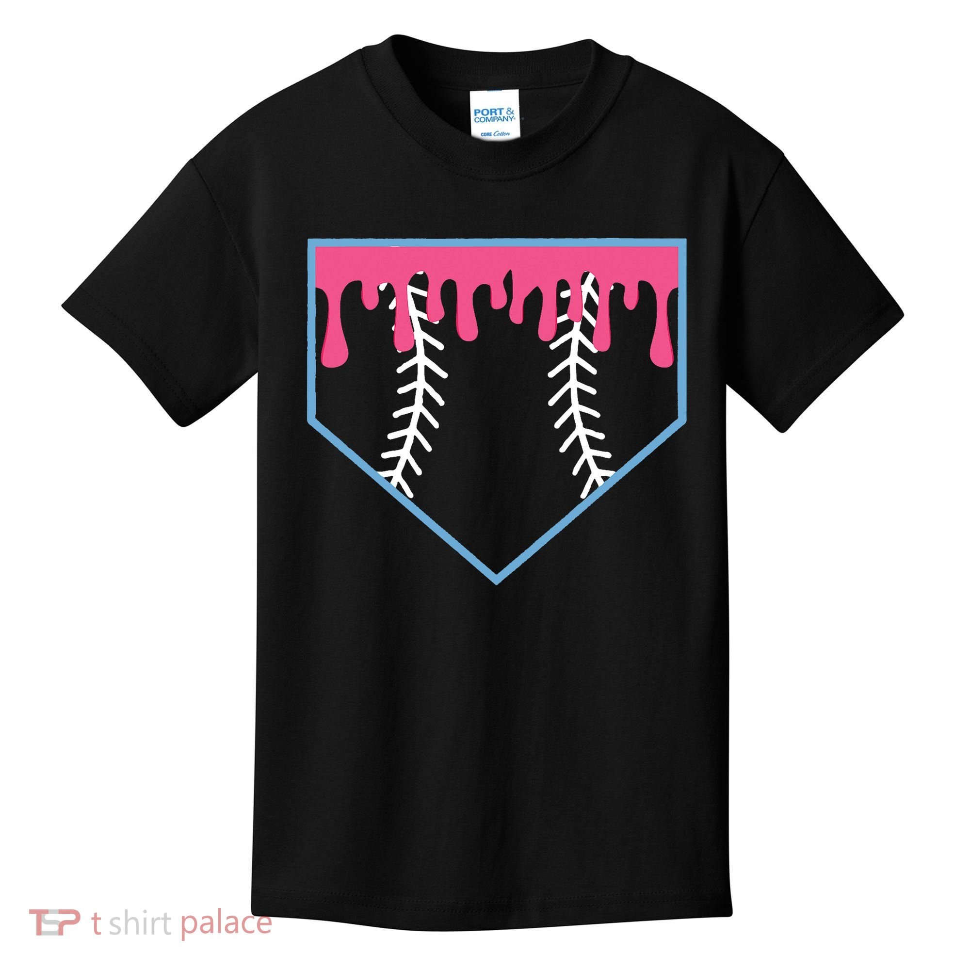 Ice Cream Home Plate Baseball Drip Kids T-Shirt