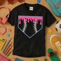 Ice Cream Home Plate Baseball Drip Kids T-Shirt thumb 3