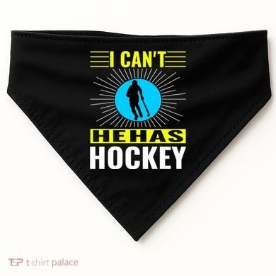 I Cant He Has Hockey USA-Made Doggie Bandana