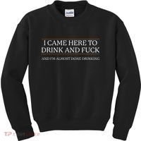 I Came Here To Drink And Fuck Almost Done Drinking Kids Sweatshirt thumb 0
