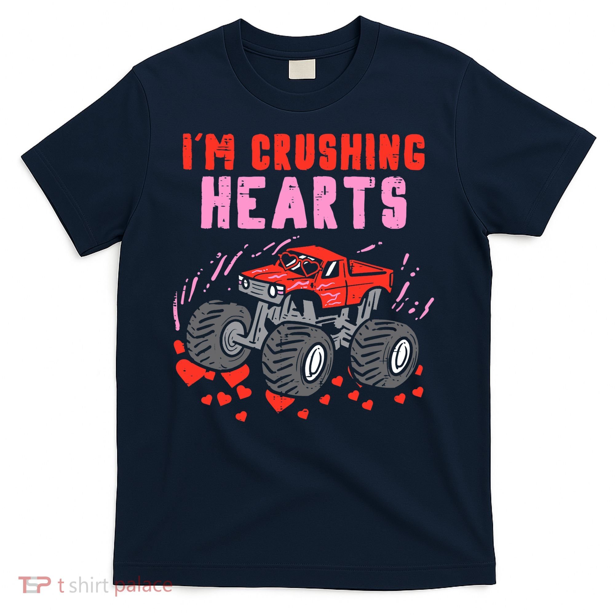 I Crush Hearts Monster Truck Toddler Boys Valentines Day T-Shirt
