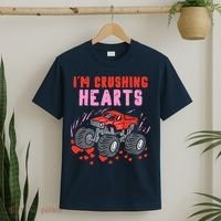 I Crush Hearts Monster Truck Toddler Boys Valentines Day T-Shirt thumb 2