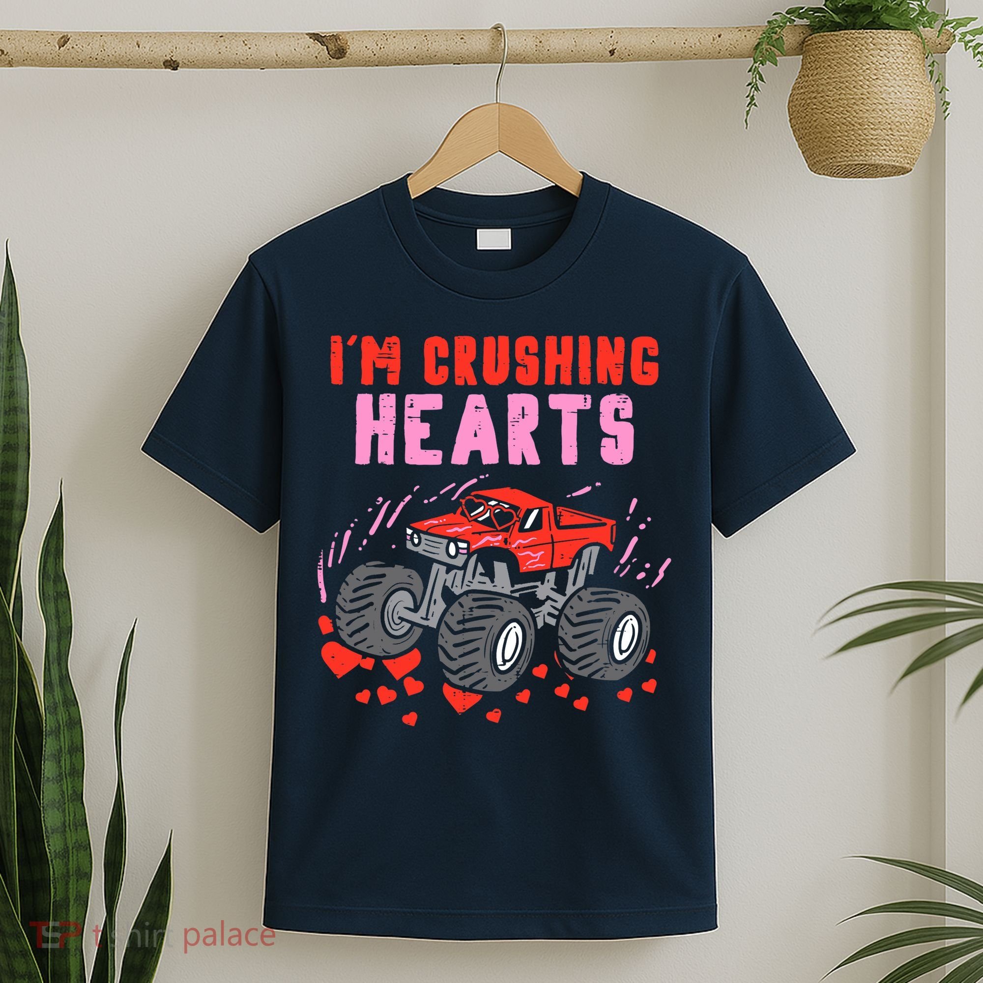I Crush Hearts Monster Truck Toddler Boys Valentines Day T-Shirt