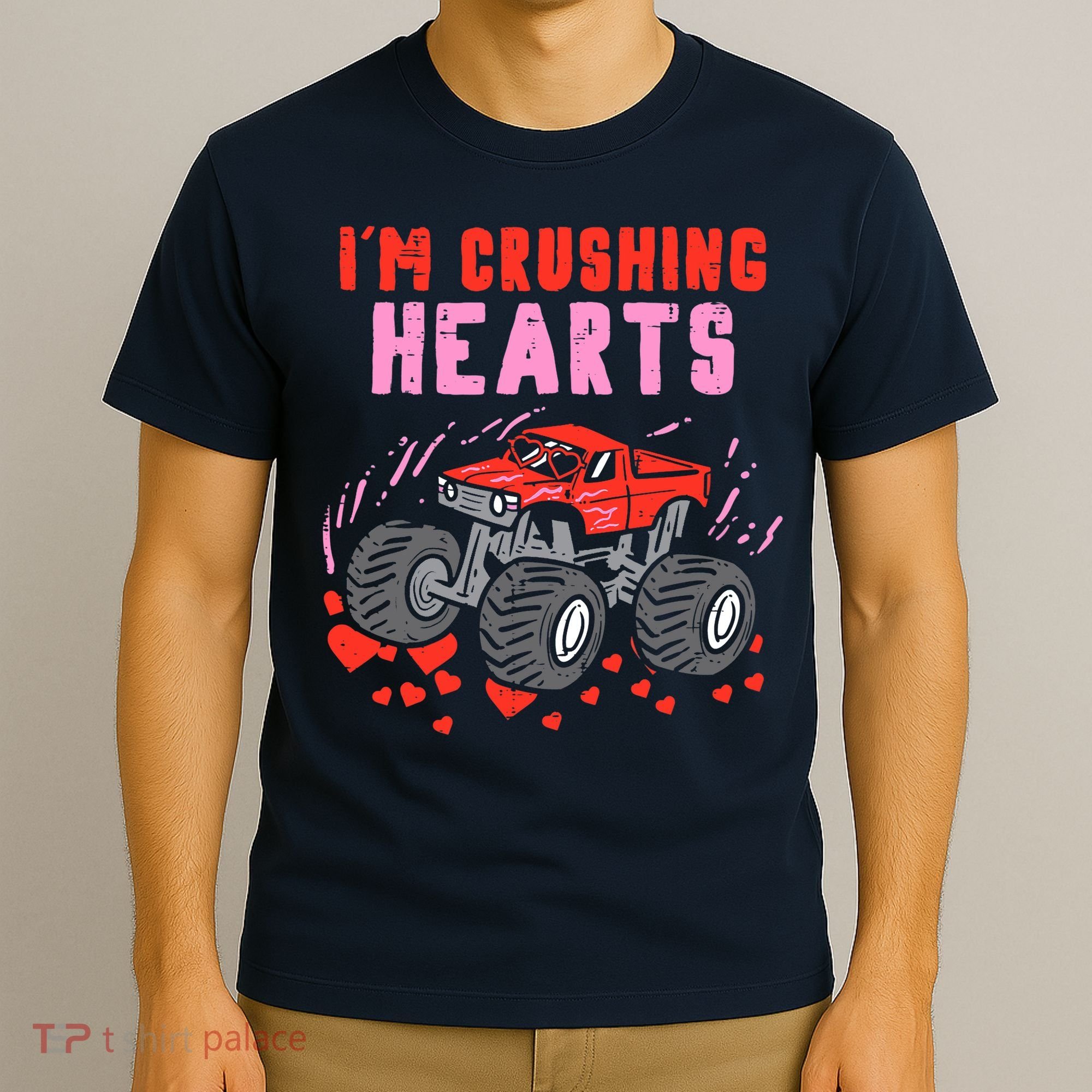 I Crush Hearts Monster Truck Toddler Boys Valentines Day T-Shirt