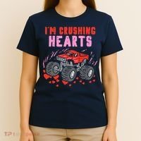 I Crush Hearts Monster Truck Toddler Boys Valentines Day T-Shirt thumb 4