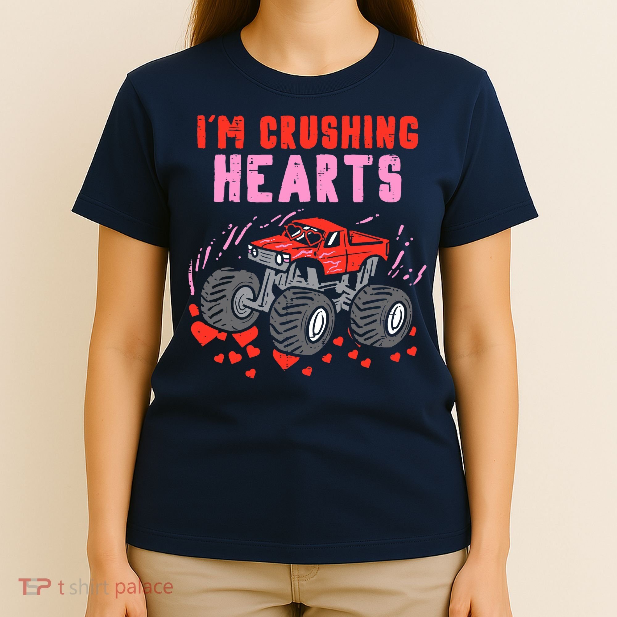 I Crush Hearts Monster Truck Toddler Boys Valentines Day T-Shirt