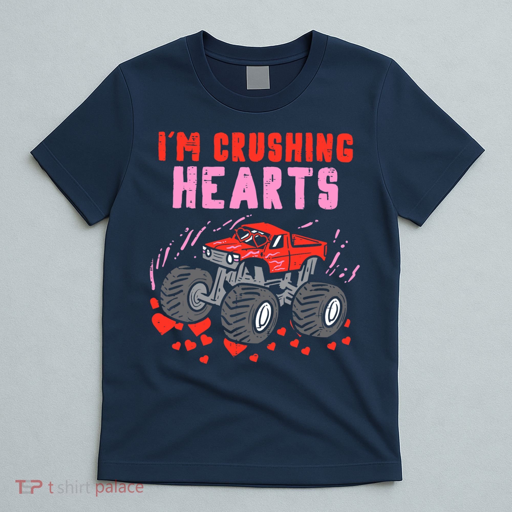 I Crush Hearts Monster Truck Toddler Boys Valentines Day T-Shirt