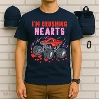 I Crush Hearts Monster Truck Toddler Boys Valentines Day T-Shirt thumb 6