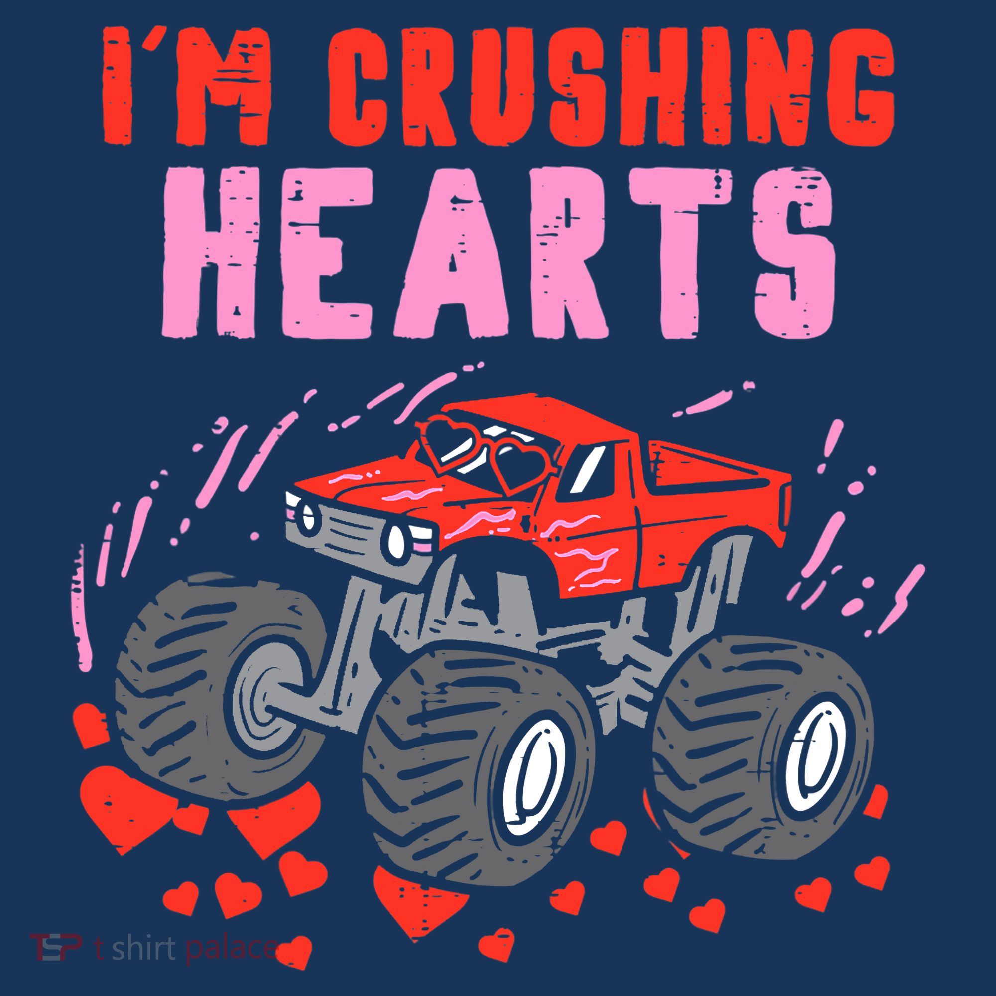 I Crush Hearts Monster Truck Toddler Boys Valentines Day T-Shirt