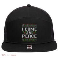 I Come In Peace Couple Matching Ugly Christmas Sweater 7 Panel Mesh Trucker Snapback Hat thumb 0