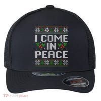 I Come In Peace Couple Matching Ugly Christmas Sweater Flexfit Unipanel Trucker Cap thumb 0