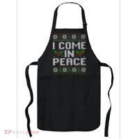 I Come In Peace Couple Matching Ugly Christmas Sweater Apron thumb 0