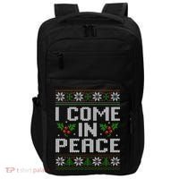 I Come In Peace Couple Matching Ugly Christmas Sweater Impact Tech Backpack thumb 0
