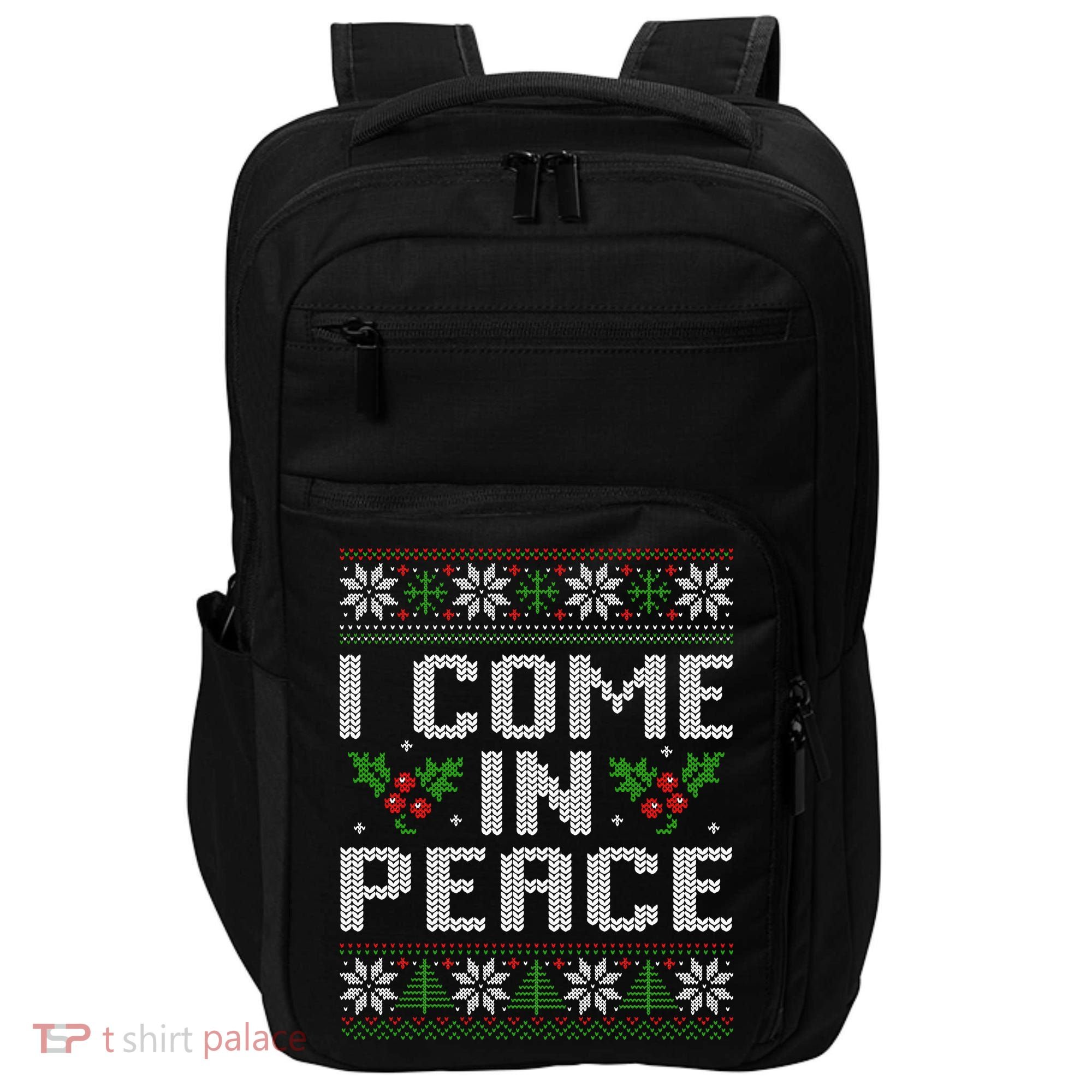 I Come In Peace Couple Matching Ugly Christmas Sweater Impact Tech Backpack