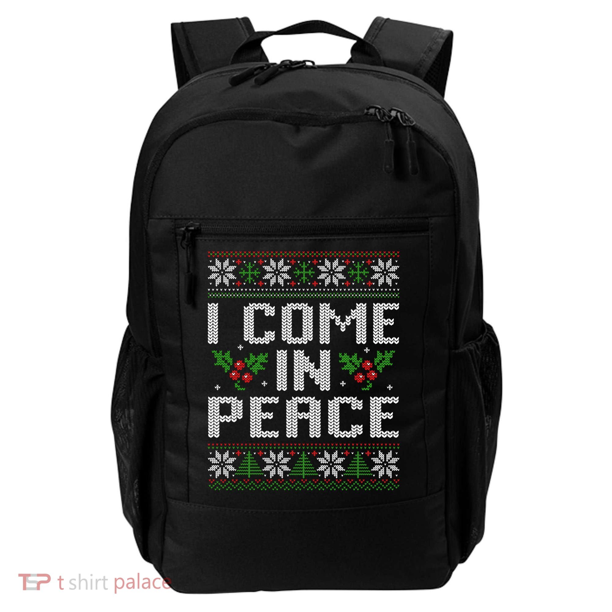 I Come In Peace Couple Matching Ugly Christmas Sweater Backpack