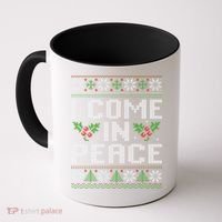 I Come In Peace Couple Matching Ugly Christmas Sweater Coffee Mug thumb 0