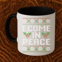 I Come In Peace Couple Matching Ugly Christmas Sweater Coffee Mug thumb 2