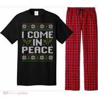 I Come In Peace Couple Matching Ugly Christmas Sweater Pajama Set thumb 0